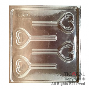 MOLDE PLACA 00C309 CHUPETINES CORAZON CHICOS 160X160MM APROX TRANSPARENTE x 10